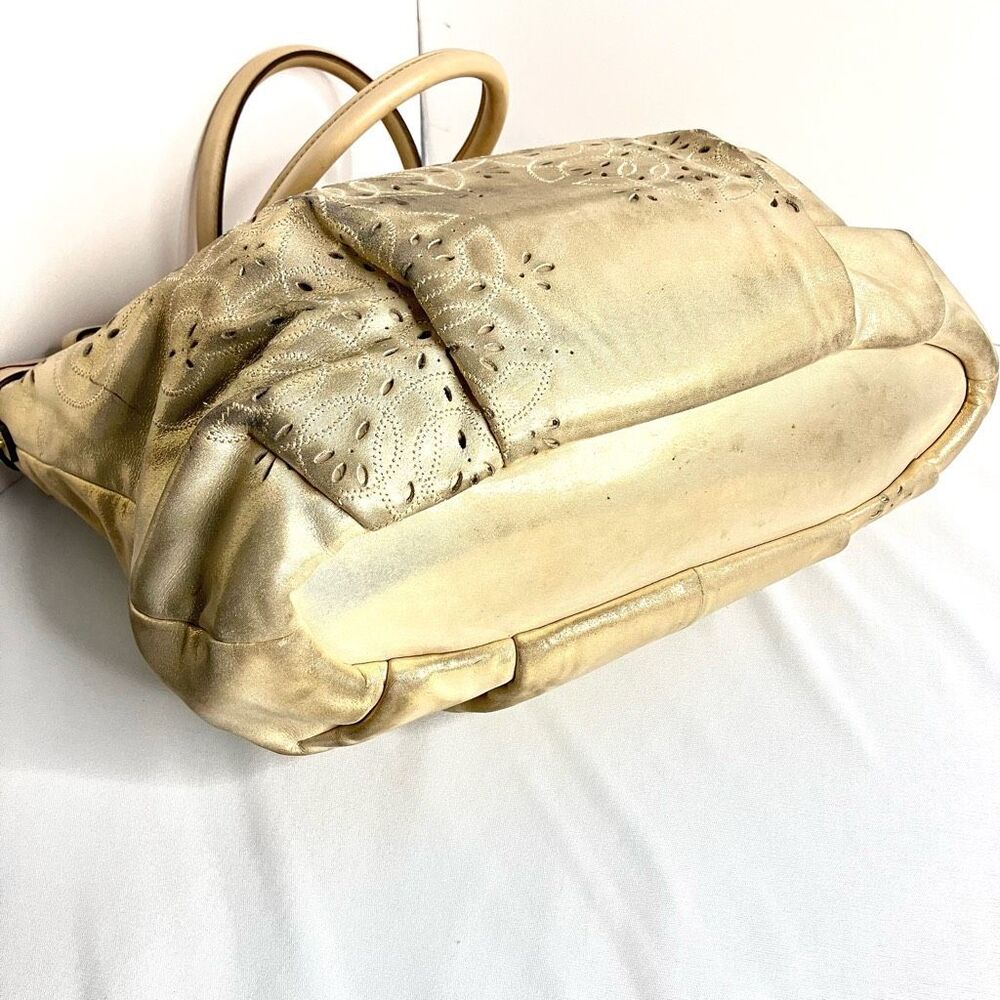 COACH 19624 Madison Tossed Laser Lindsay Leather Satchel Gold - Picture 8 of 15